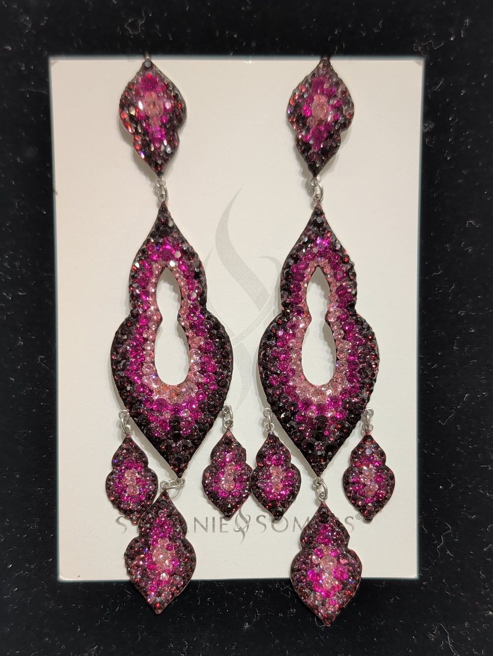 Dramatic Hot Pink Crystal Chandelier Earrings